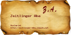Zeitlinger Aba névjegykártya